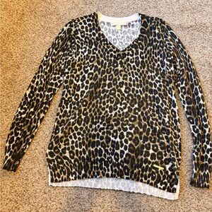 Michael Kors Animal Print V-Neck Sweater